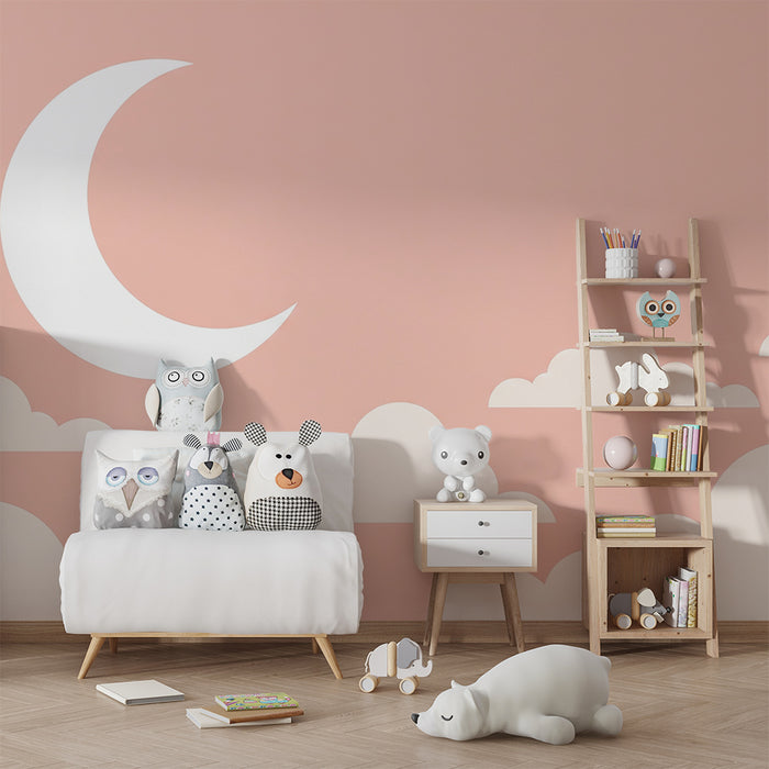 Lastenhuoneen tapetti | Tähtiyö kuun ja pilvien kanssa