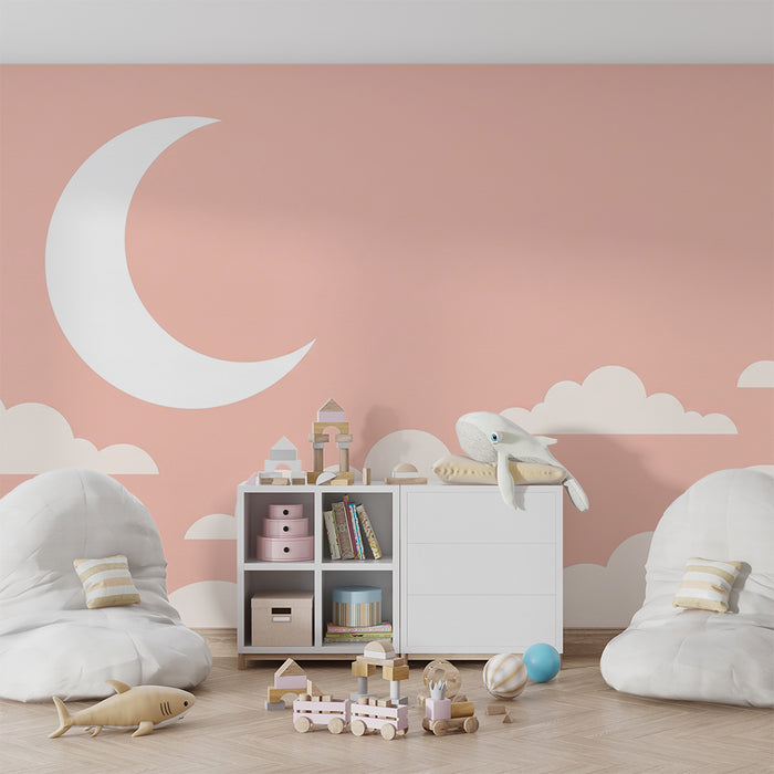 Lastenhuoneen tapetti | Tähtiyö kuun ja pilvien kanssa