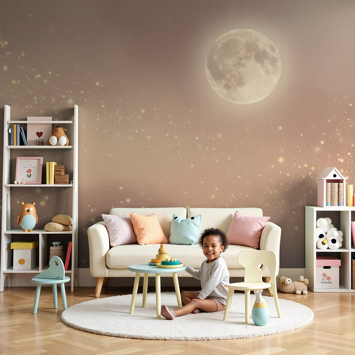 Lastenhuoneen tapetti | Tähtiyö ja kirkas kuu