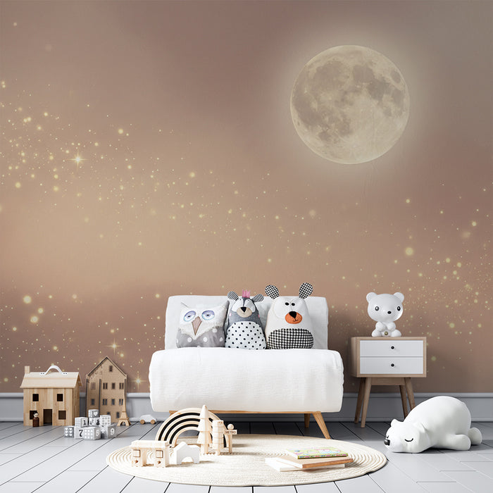 Lastenhuoneen tapetti | Tähtiyö ja kirkas kuu