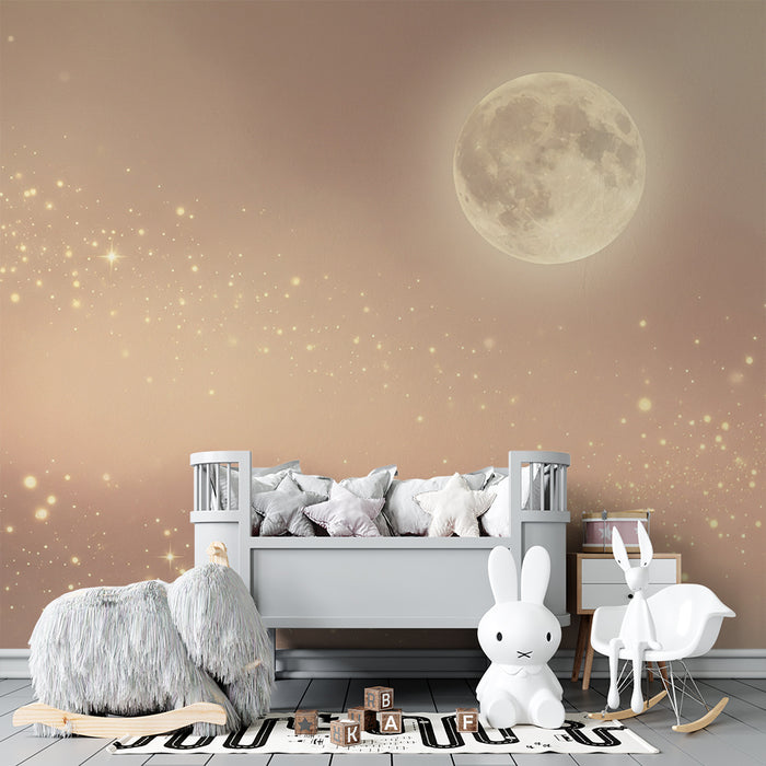 Lastenhuoneen tapetti | Tähtiyö ja kirkas kuu