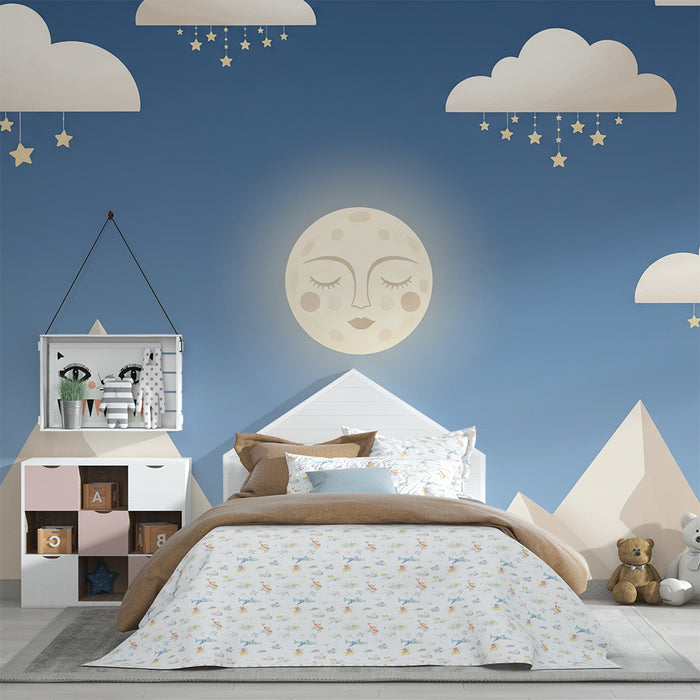 Lastenhuoneen tapetti | Tähtiyö ja lempeä kuu