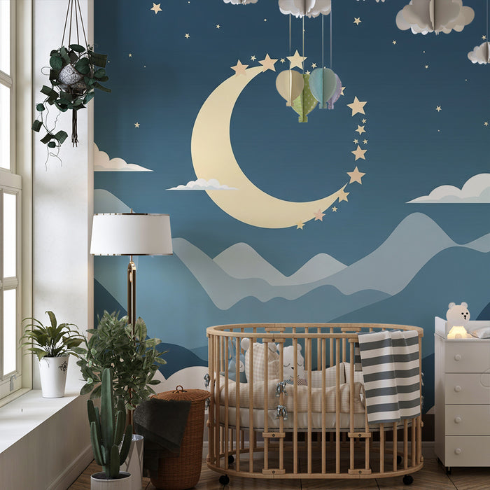 Lastenhuoneen tapetti | Rauhoittava tähtitaivas ja vuoret