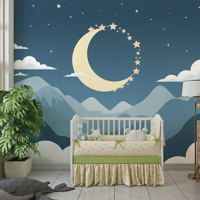 Lastenhuoneen tapetti | Rauhoittava tähtitaivas ja vuoret