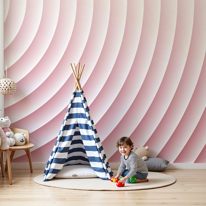 Papier peint chambre bébé | Ondes douces en dégradé rose