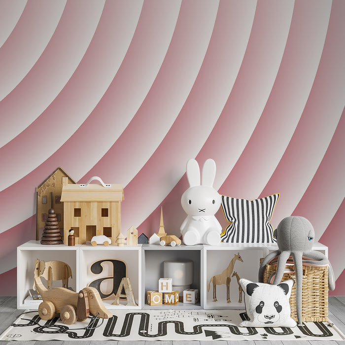 Papier peint chambre bébé | Ondes douces en dégradé rose
