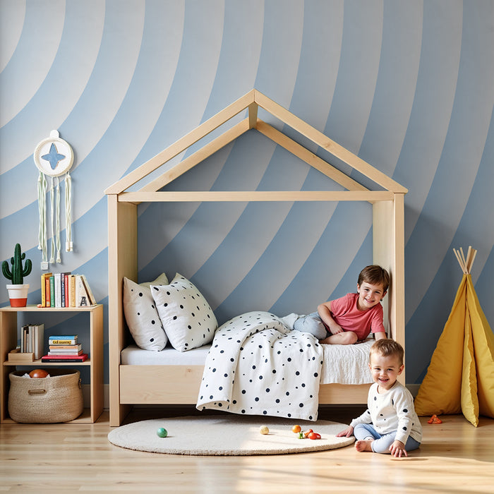 Papel de parede quarto bebê | Ondas suaves e calmantes em azul