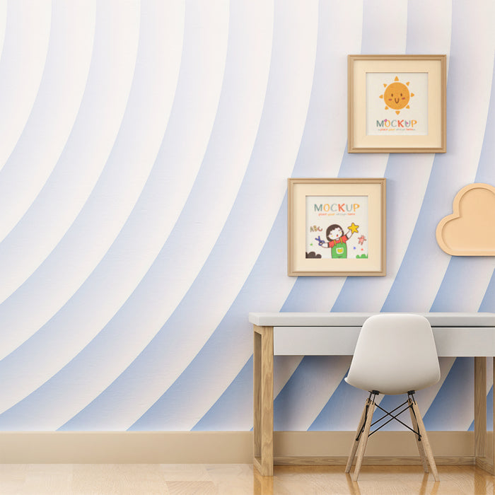 Papel de parede quarto bebê | Ondas suaves e calmantes em azul