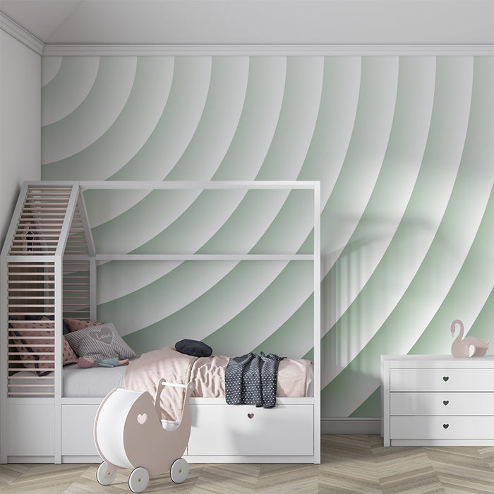 Lastenhuoneen tapetti | Lempeitä ja rauhoittavia aaltoja salviavihreänä