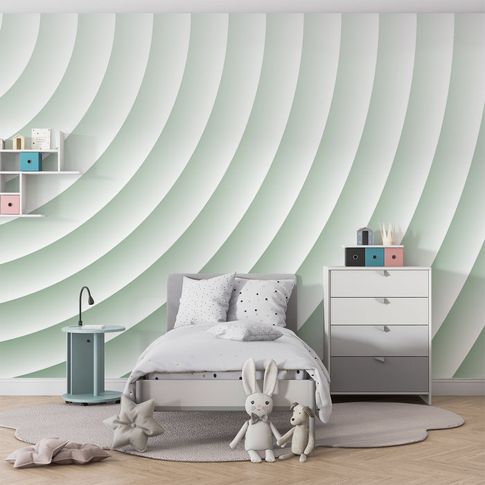 Lastenhuoneen tapetti | Lempeitä ja rauhoittavia aaltoja salviavihreänä