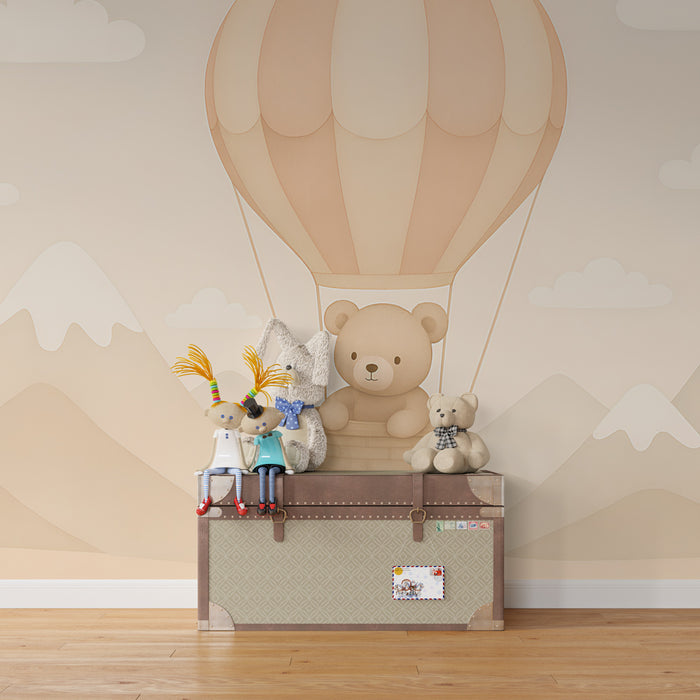 Babykamer behang | Beer in een luchtballon