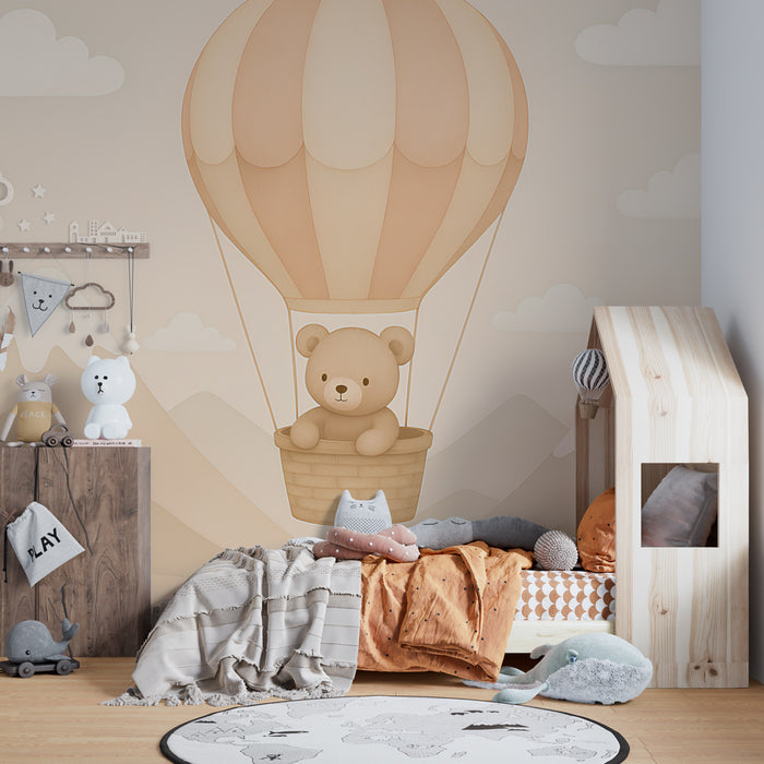 Babykamer behang | Beer in een luchtballon