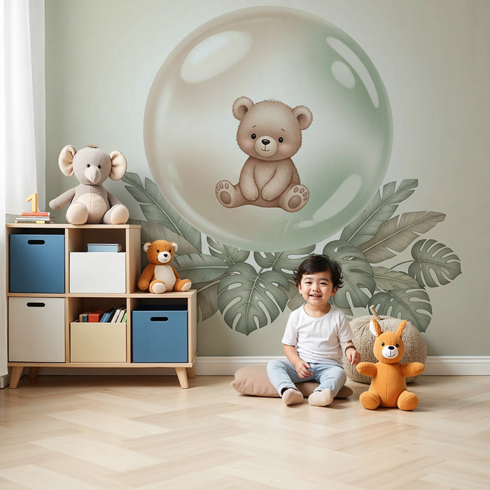 Papel de parede quarto bebê | Мечо в мехурчето