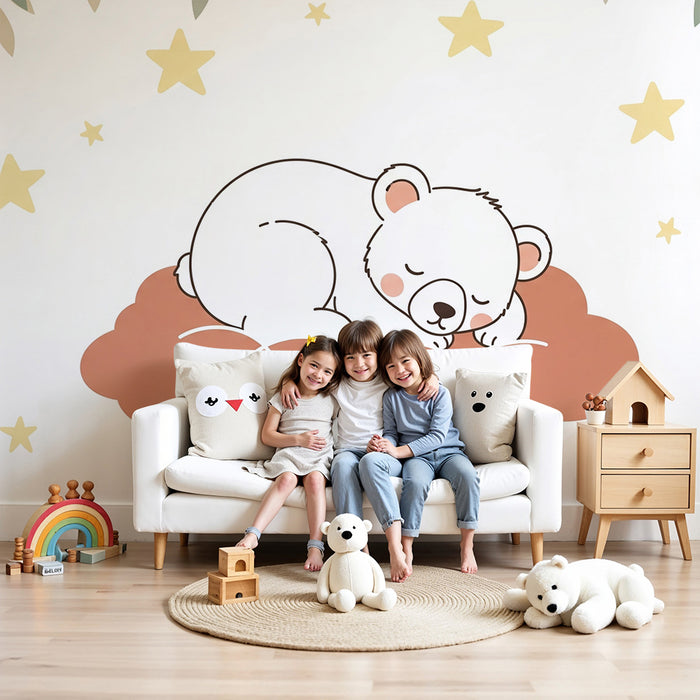 Tapety dla dzieci | Śpiący miś pod gwiazdami