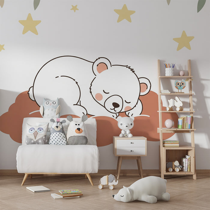 Tapety dla dzieci | Śpiący miś pod gwiazdami