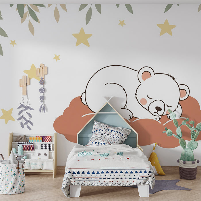 Tapety dla dzieci | Śpiący miś pod gwiazdami