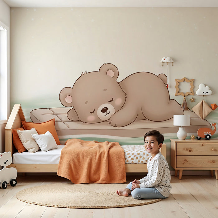 Papel de parede quarto bebê | Zaspan medved na vzmetnici