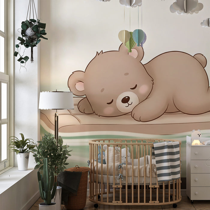Papel de parede quarto bebê | Zaspan medved na vzmetnici