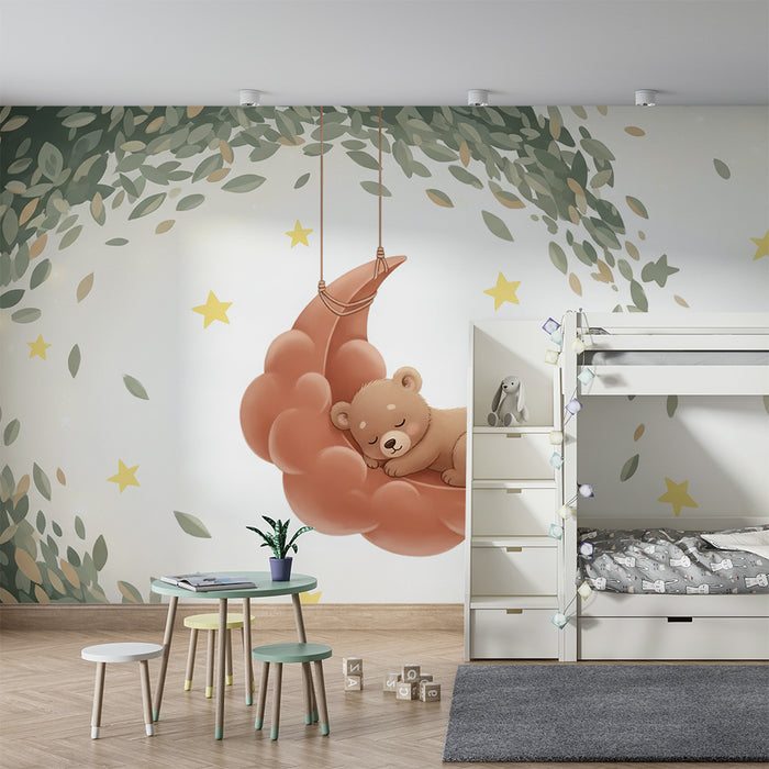 Børneværelse tapet | Sovende bjørn på en sky