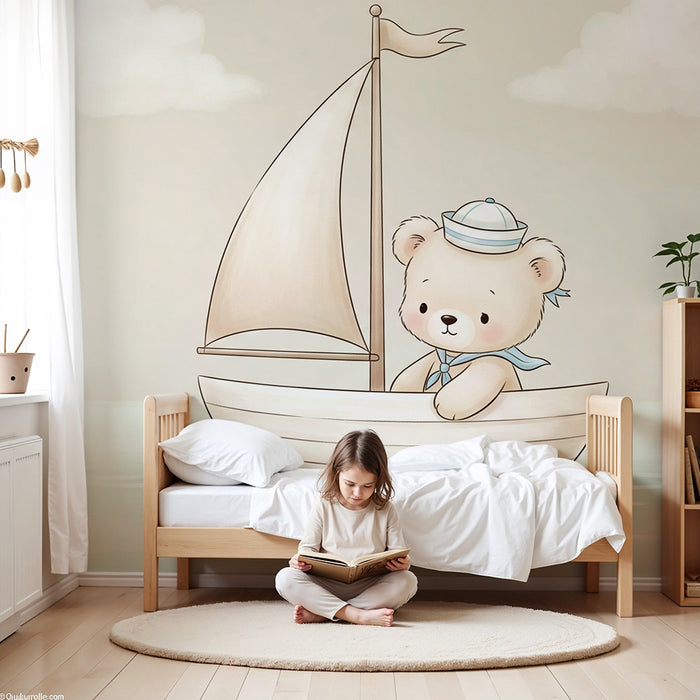 Tapeta do dětského pokoje | Mořský medvěd na lodi