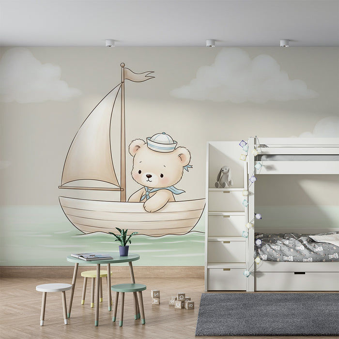 Tapeta do dětského pokoje | Mořský medvěd na lodi
