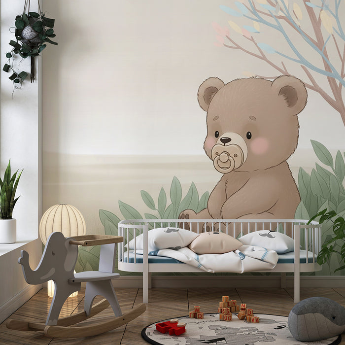 Tapéta baba szobába | Aranyos medve a természetben