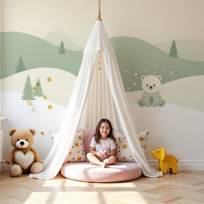 Papel pintado infantil | Oso polar en un paisaje invernal