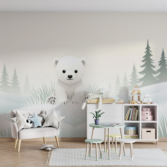 Tapet barnerom | Polarbjørn i en beroligende vinterlandskap