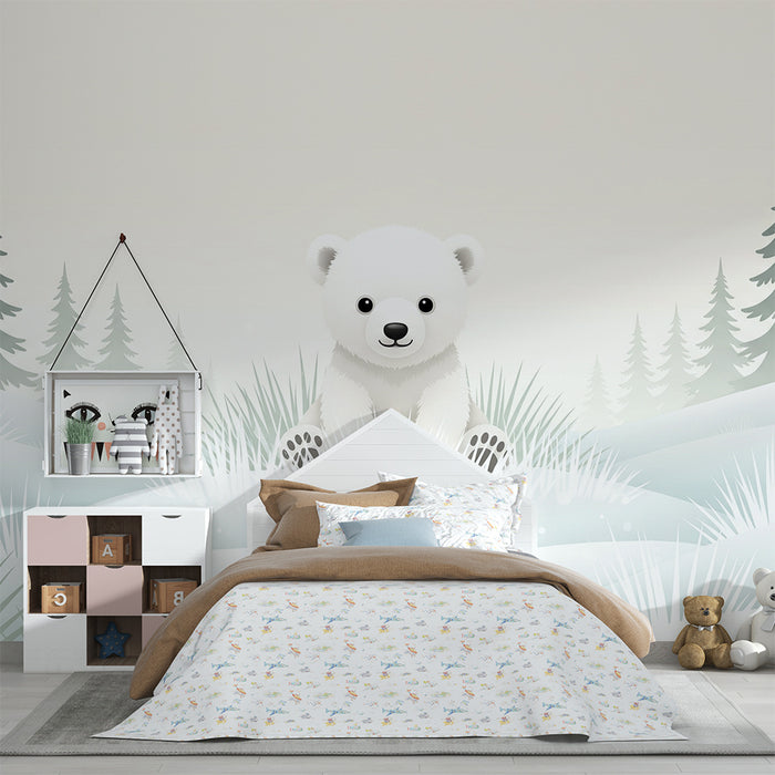 Tapet barnerom | Polarbjørn i en beroligende vinterlandskap