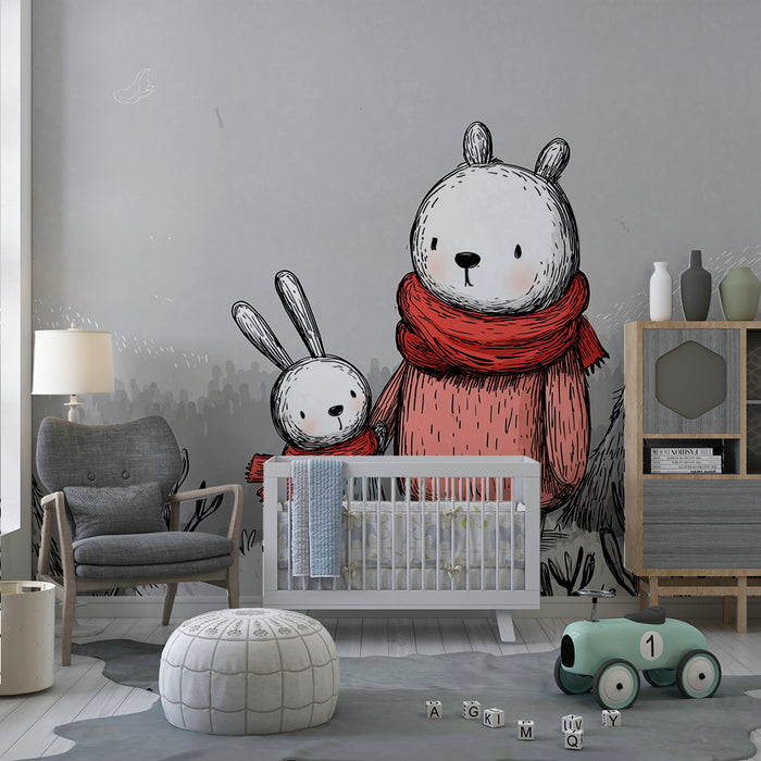 Barntapet | Björnar och kaniner i en vinterlandskap