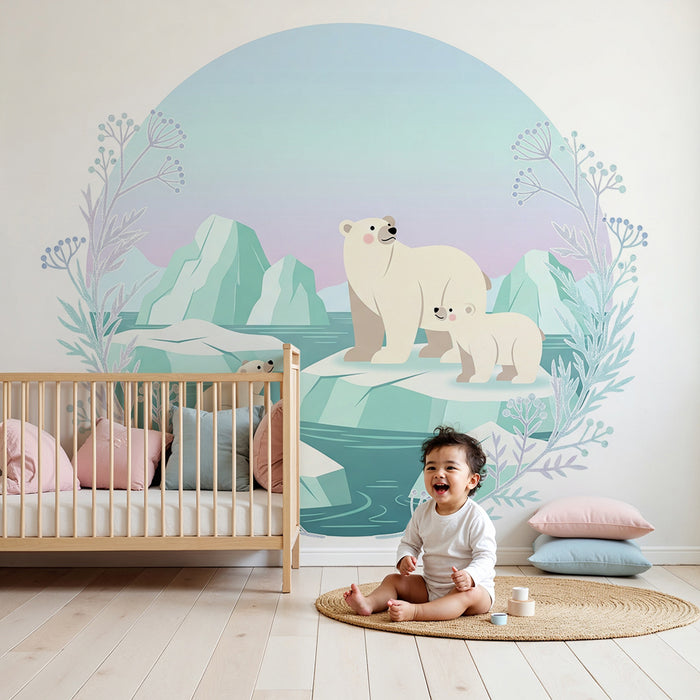 Barntapet | Isbjörnar på isberg i en pastellandskap