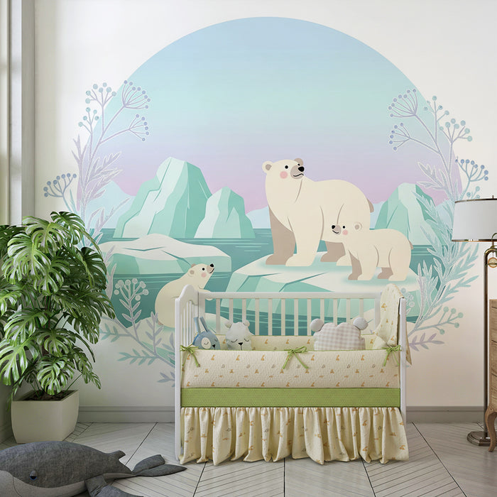 Barntapet | Isbjörnar på isberg i en pastellandskap
