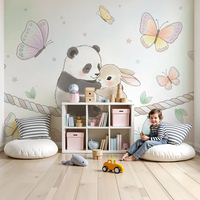 Barntapet | Panda och kanin i harmoni