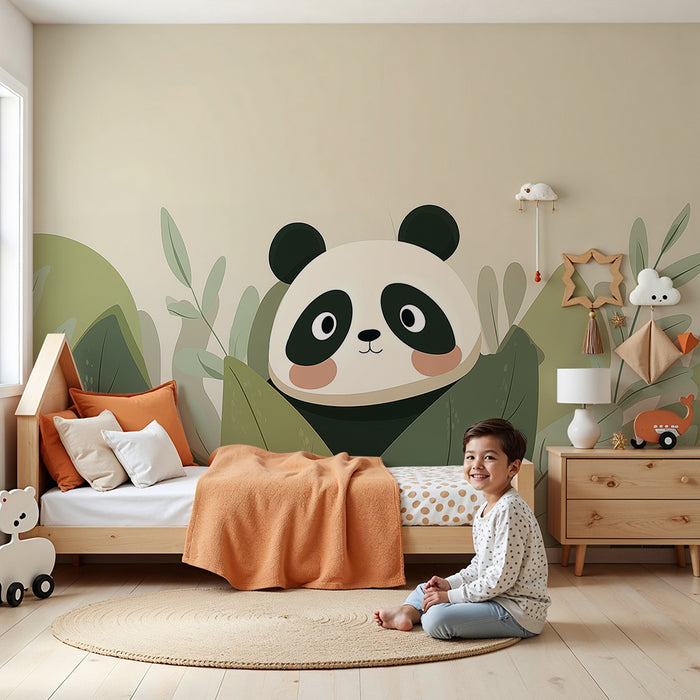 Barntapet | Söt panda gömd bland lövverket