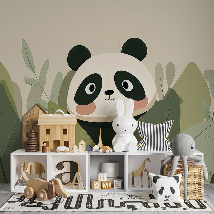 Barntapet | Söt panda gömd bland lövverket