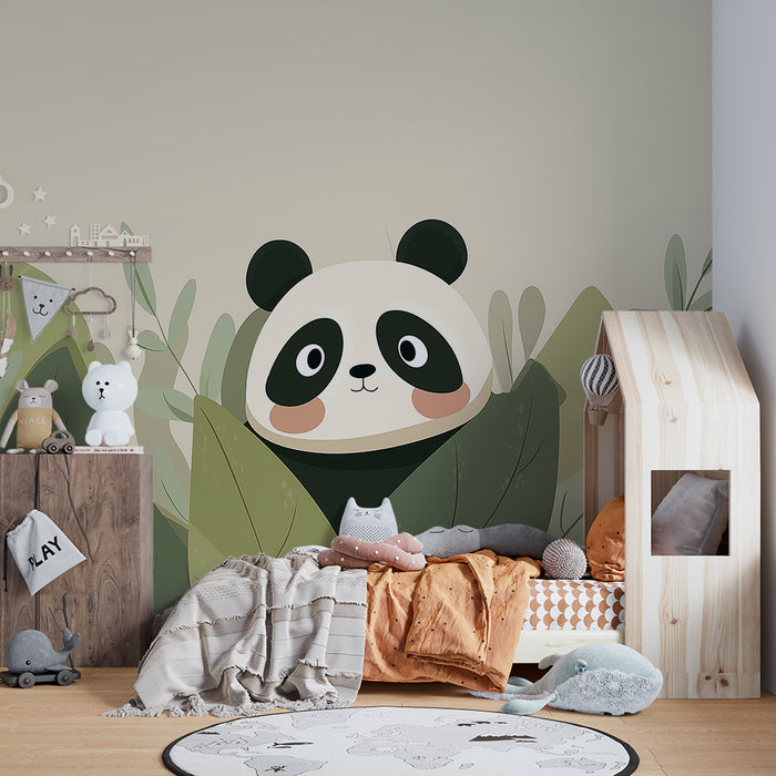 Barntapet | Söt panda gömd bland lövverket