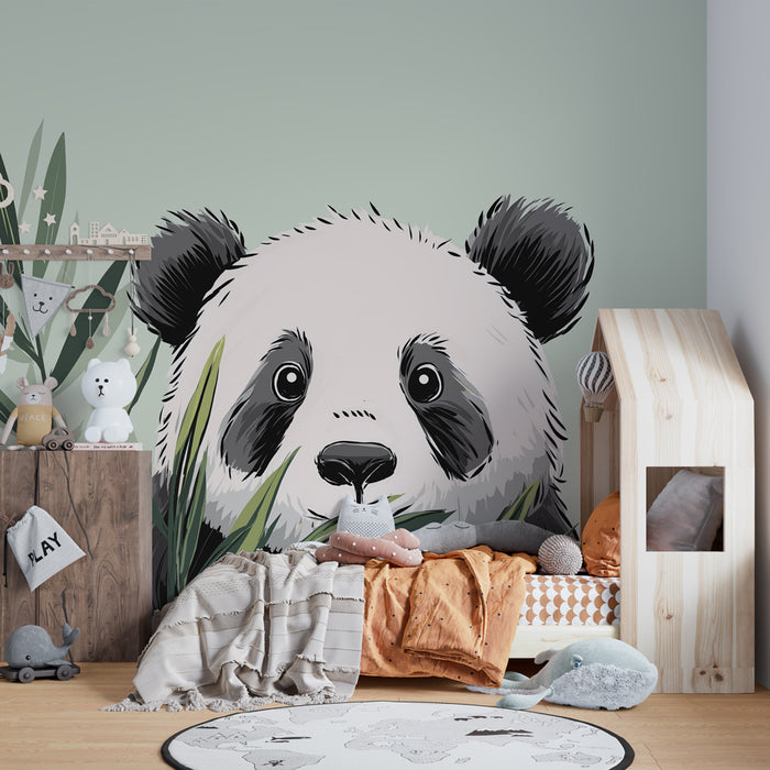 Tapeta dětského pokoje | Roztomilý panda ve vegetaci