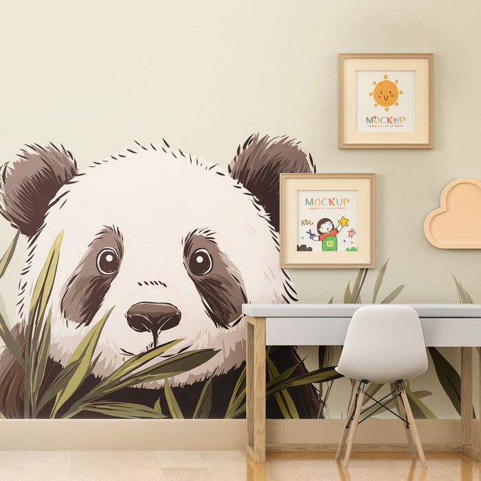 Tapeta dětského pokoje | Roztomilý panda ve vegetaci