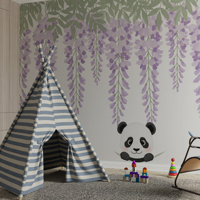 Barntapet | Söt panda under blåregn