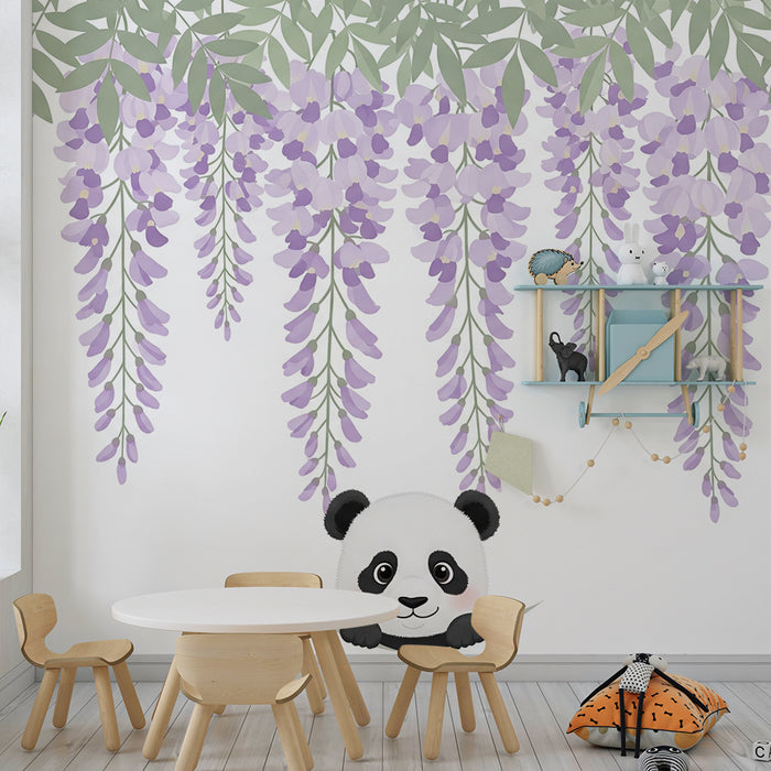 Barntapet | Söt panda under blåregn