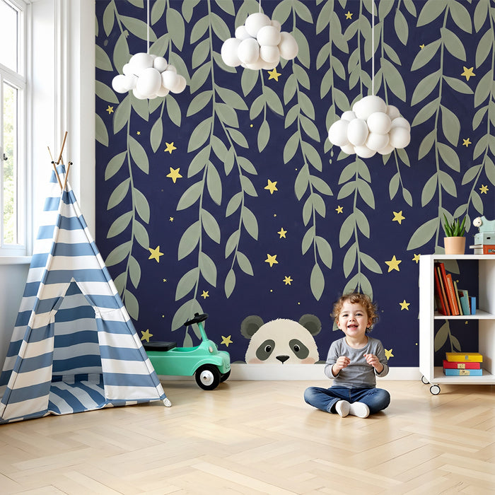 Lastenhuoneen tapetti | Panda tähtien alla