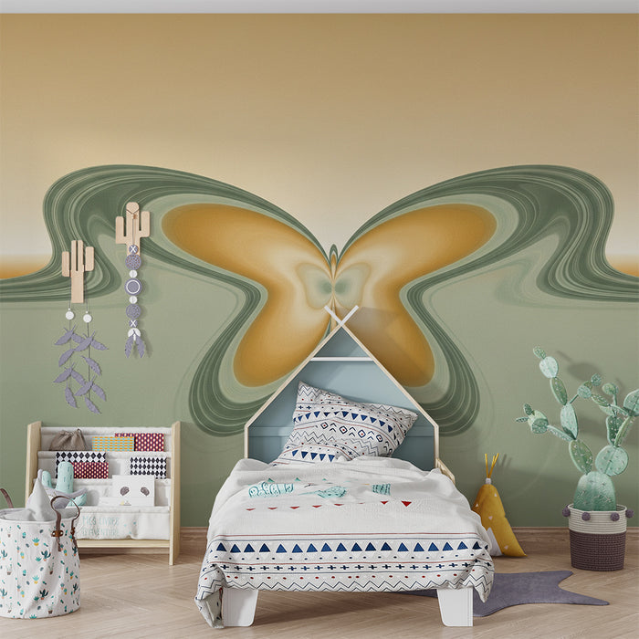 Papier peint chambre bébé | Papillon stylisé aux couleurs douces et apaisantes