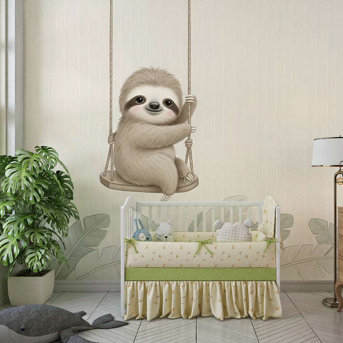 Papel de parede quarto bebê | Забавен ленивец на люлка