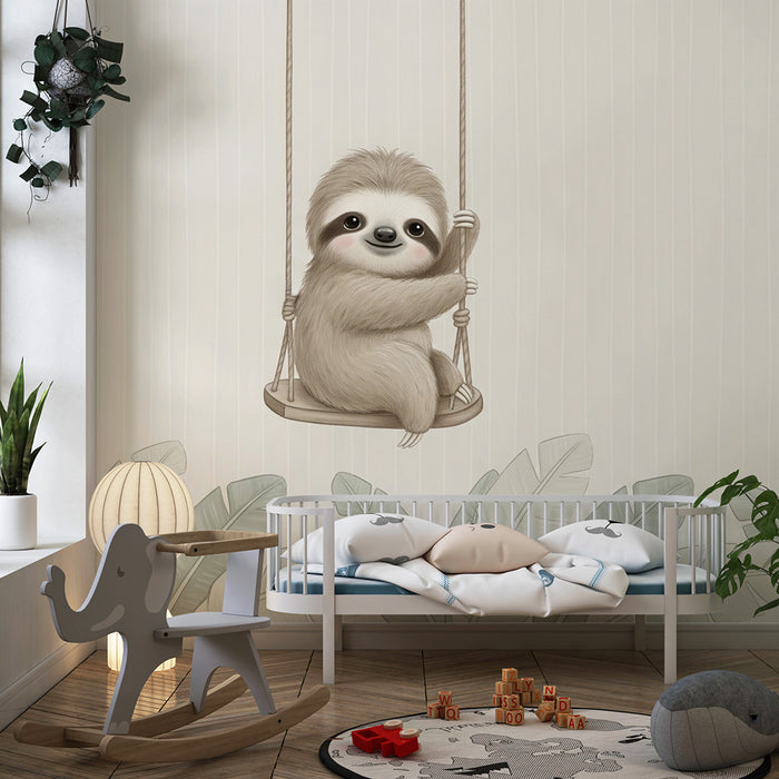 Papel de parede quarto bebê | Забавен ленивец на люлка