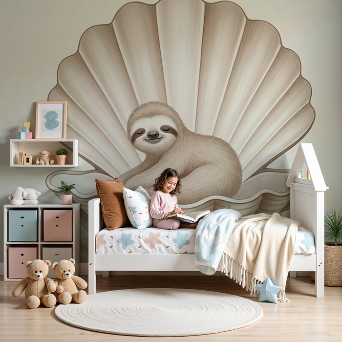 Carta da parati bambini | Pigro in una conchiglia