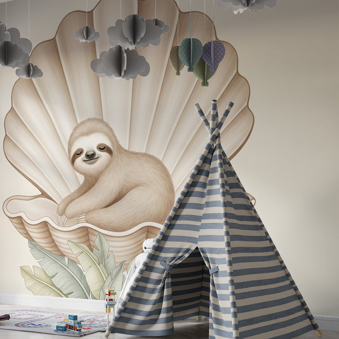 Carta da parati bambini | Pigro in una conchiglia