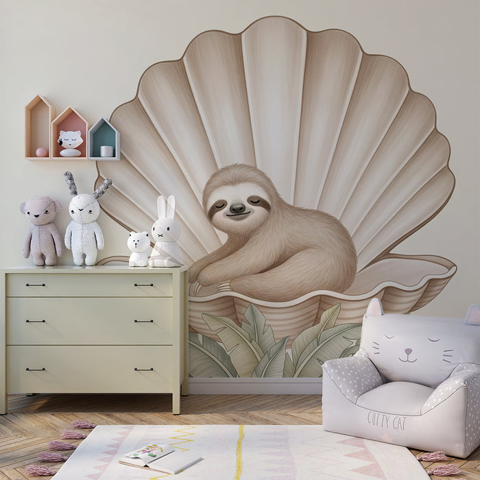 Carta da parati bambini | Pigro in una conchiglia