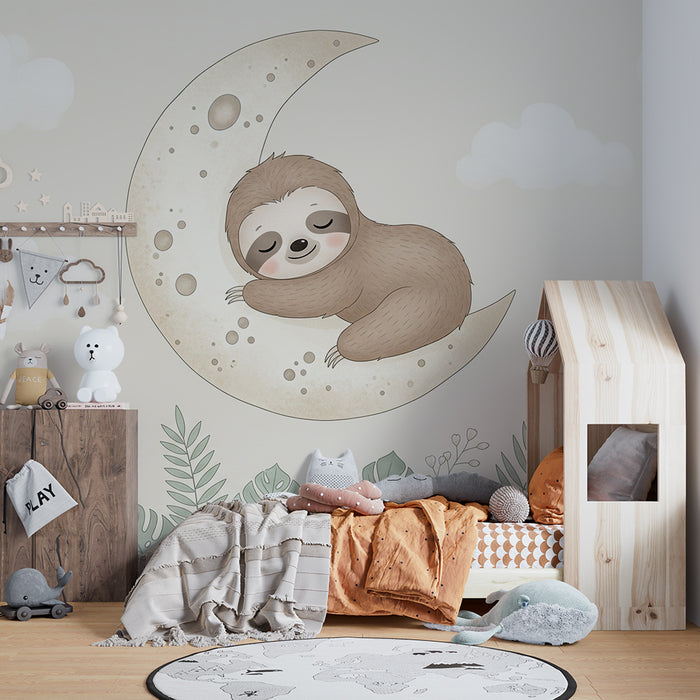 Tapet pentru camera de bebeluși | Leneș adormit pe lună