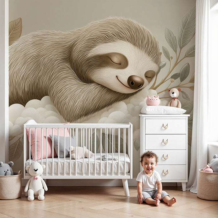 Tapeta dětského pokoje | Lenoch spící na oblaku jemnosti