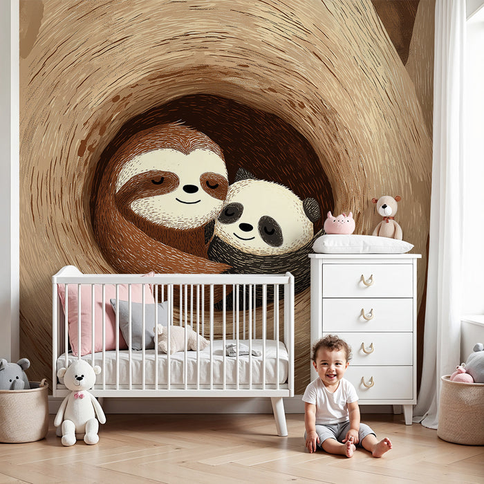 Barntapet | Lata och kramande pandor i ett varmt träd